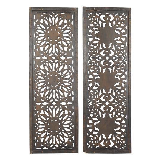 Set of 2 Brown Wood Traditional Wall Decor, 48" x 16"